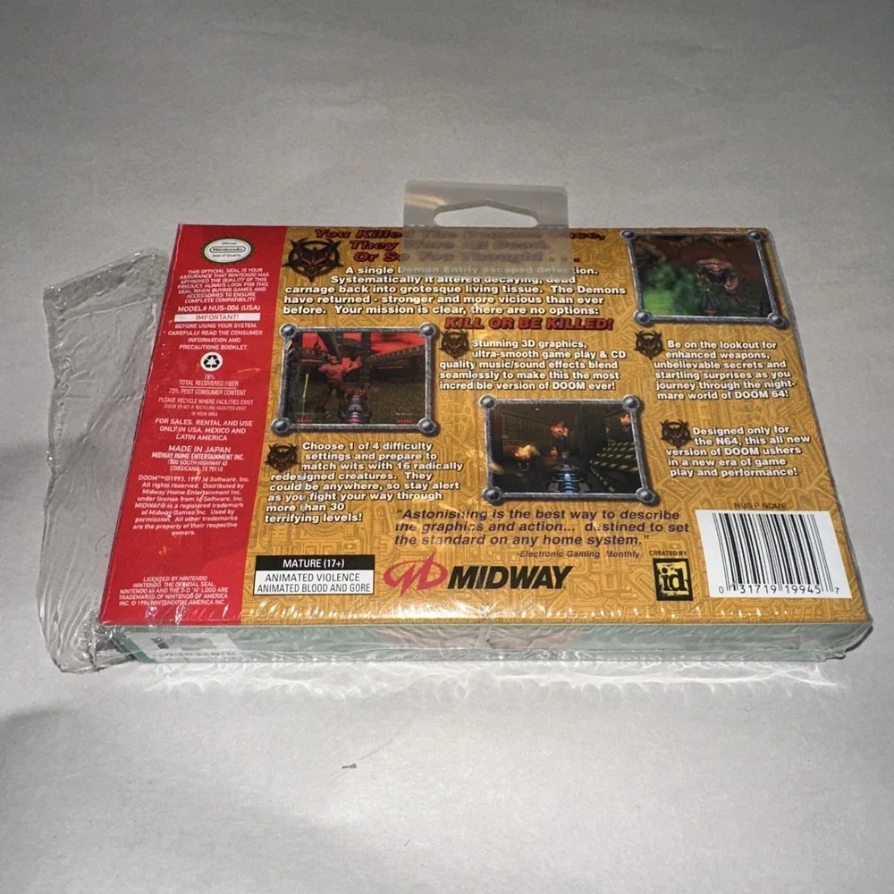 Doom 64 (Nintendo 64 N64) CIB Complete Box + Game + Manual Shrink Wrapped Opened